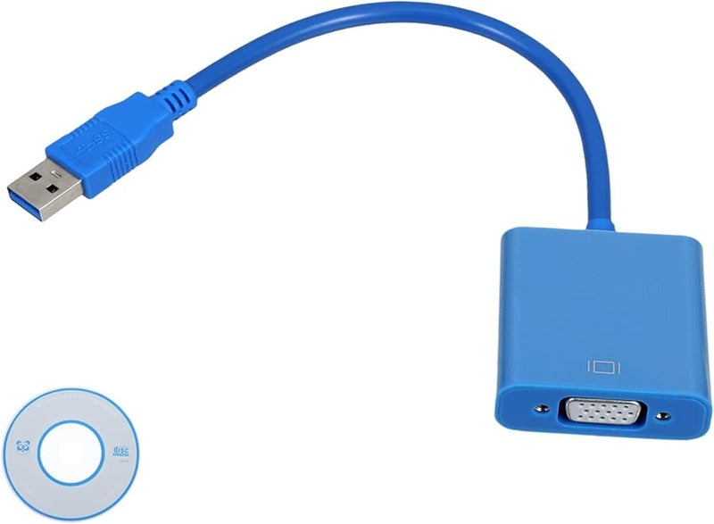 USB to VGA Adapter Cable External Video Converter for Monitor Blue Driver Included - Image 1